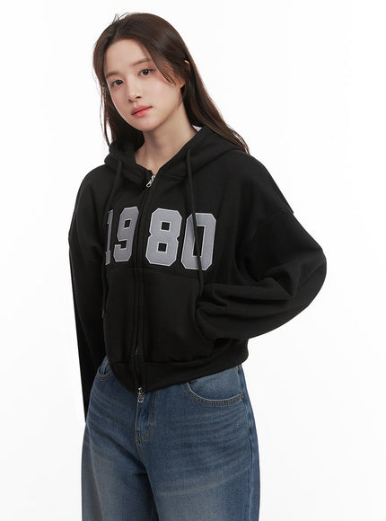 casual-embroidered-hooded-crop-jacket-ij510 / Black