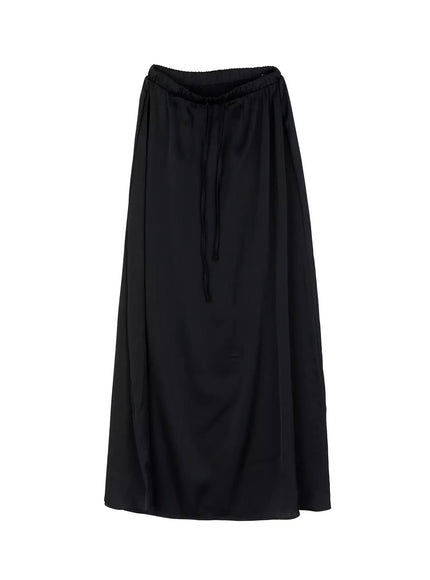 elegant-satin-maxi-skirt-is516 / Black