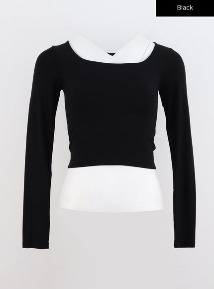 slimfit-u-neck-crop-top-io320 / Black