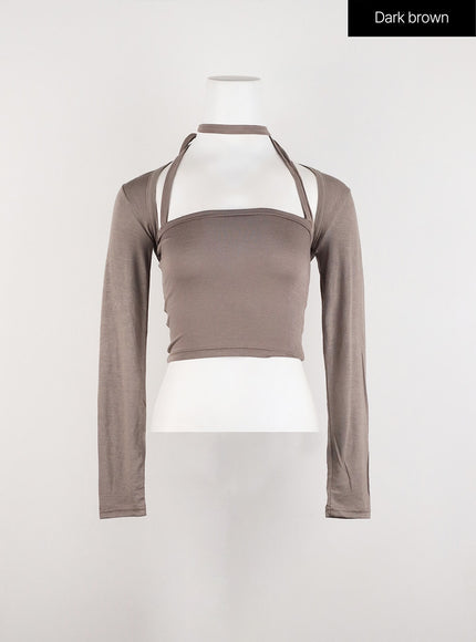 cardigan-with-cami-set-id305 / Dark brown