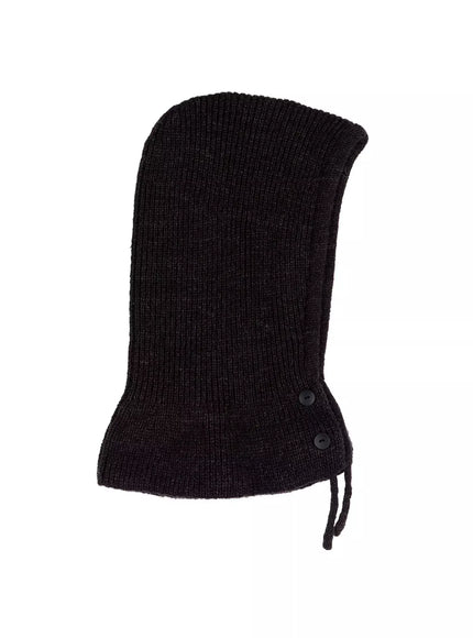 buttoned-knit-hood-hat-in528 / Dark gray