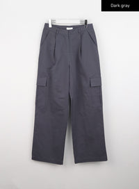 pintuck-cargo-cotton-pants-io326 / Dark gray