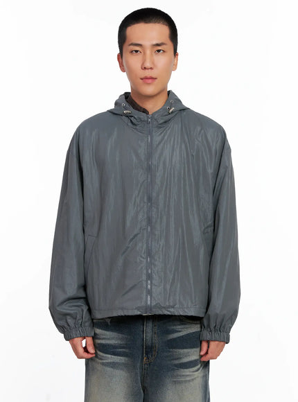mens-glossy-windbreaker-is510 / Dark gray