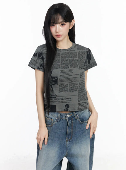retro-graphic-short-sleeve-tee-iy511 / Dark gray