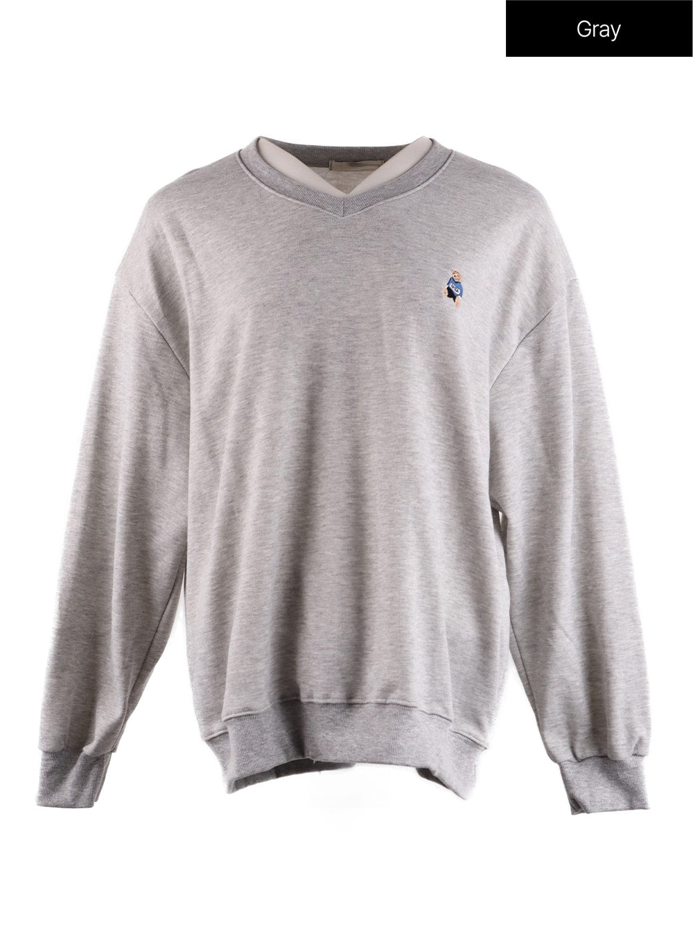 v-neck-teddy-bear-sweatshirt-if408 / Gray