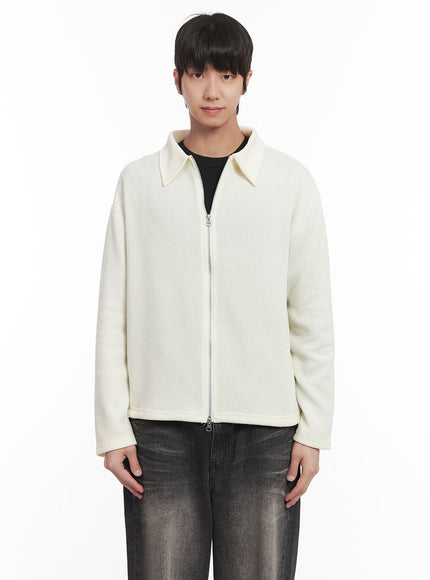 mens-zip-up-collared-cardigan-jacket-im518 / Light beige