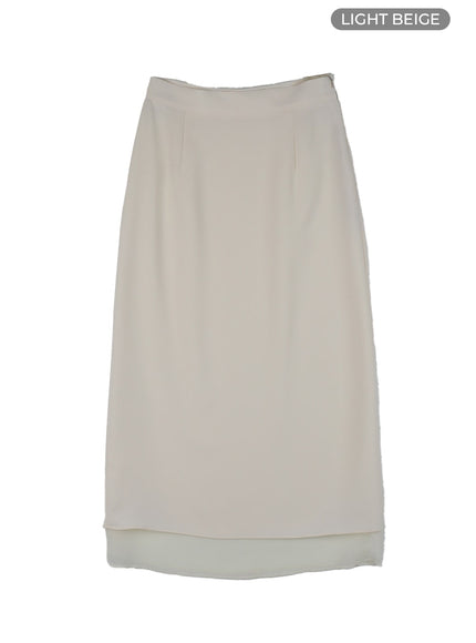 basic-layered-maxi-skirt-if423 / Light beige
