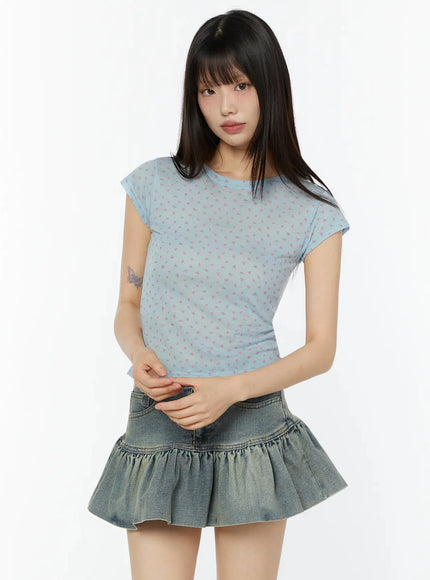 floral-cap-sleeve-top-cu515 / Light blue