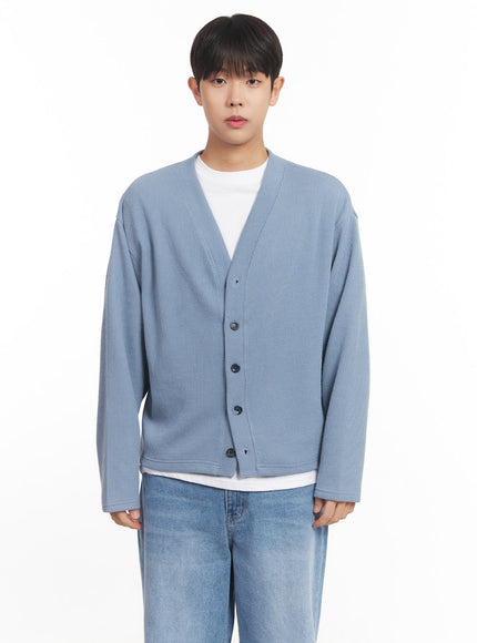 mens-v-neck-buttoned-cardigan-im527 / Light blue