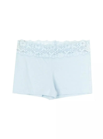 lace-trim-micro-shorts-iu509 / Light blue