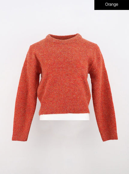 crew-neck-knit-sweater-in308 / Orange