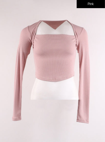 slim-fit-bolero-crop-top-if402 / Pink