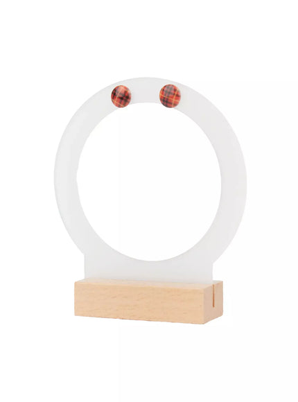 plaid-button-earrings-id526 / Red