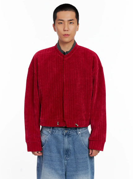 mens-velvet-crop-jacket-is510 / Red