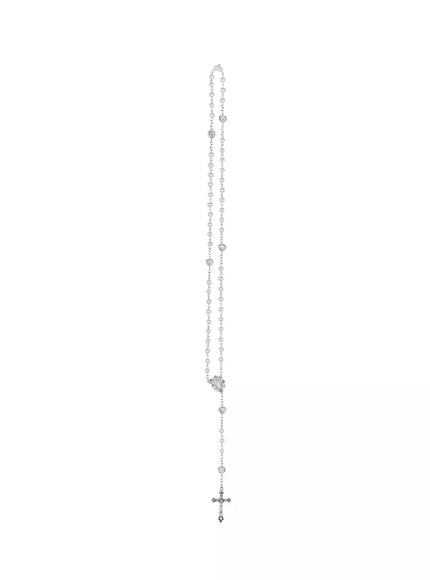 rosary-style-cross-necklace-in525 / White