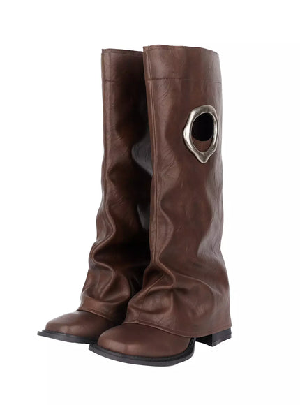 side-cutout-knee-high-boots-ij528 / Brown