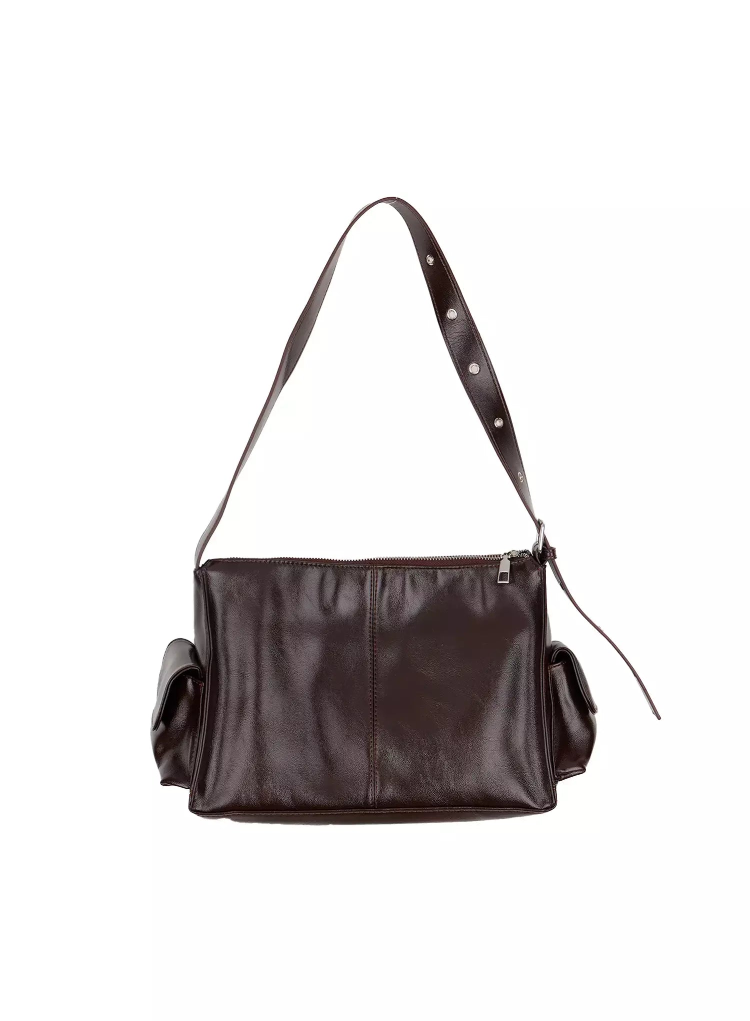 glossy-pocket-shoulder-bag-im509 / Brown
