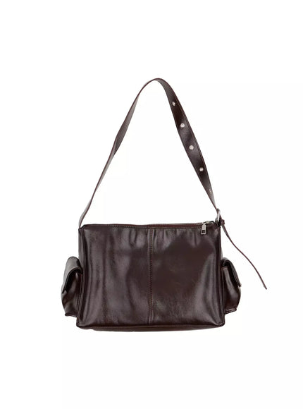 glossy-pocket-shoulder-bag-im509 / Brown