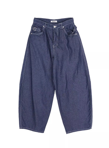casual-baggy-stripe-pants-iu518 / Dark blue