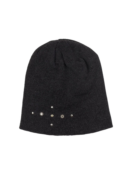 studded-knit-beanie-im530 / Dark gray