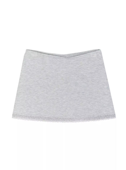 lace-layered-mini-skirt-iu522 / Gray