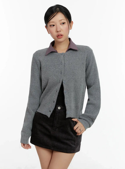 round-neck-knit-cardigan-id525 / Gray