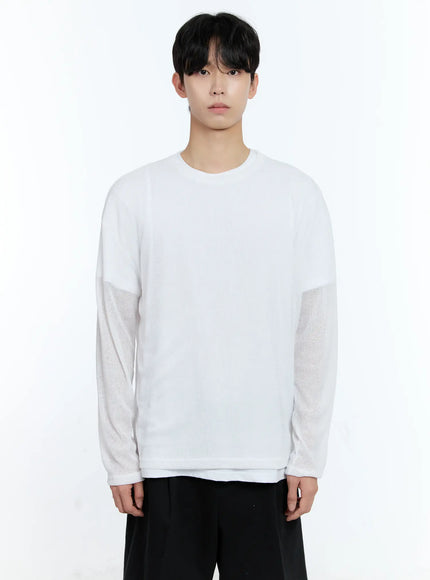 mens-mesh-long-sleeve-top-ig501 / White