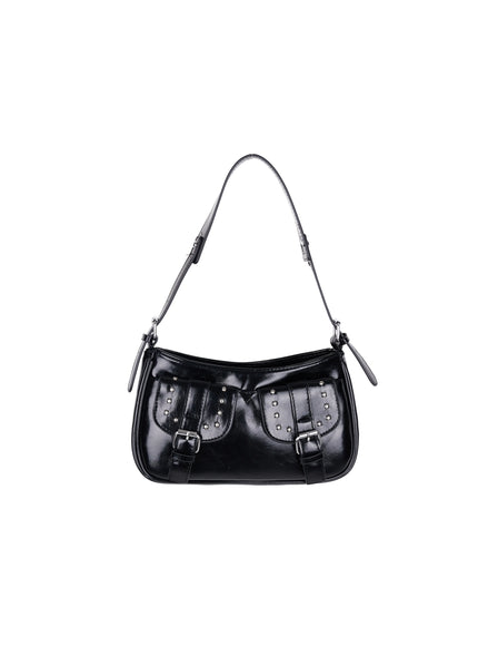 studded-buckle-double-pocket-purse-iy511 / Black