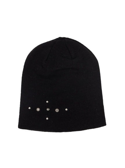 studded-knit-beanie-im530 / Black