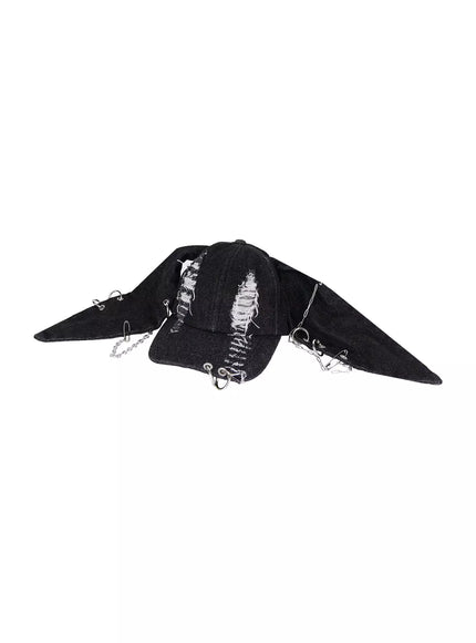 graphic-painted-ear-flap-hat-cu515 / Black