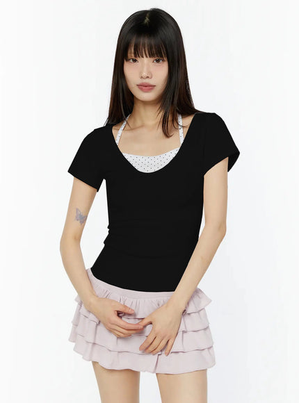 trendy-dot-layered-top-iu518 / Black