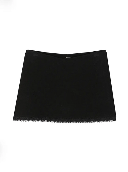 lace-layered-mini-skirt-iu522 / Black