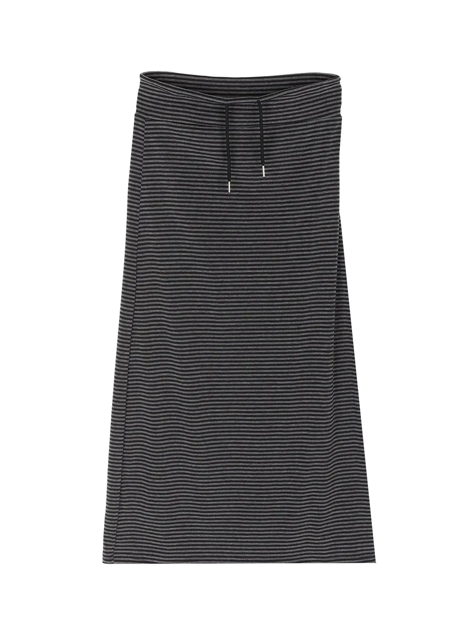 striped-drawstring-maxi-skirt-iu522 / Dark gray