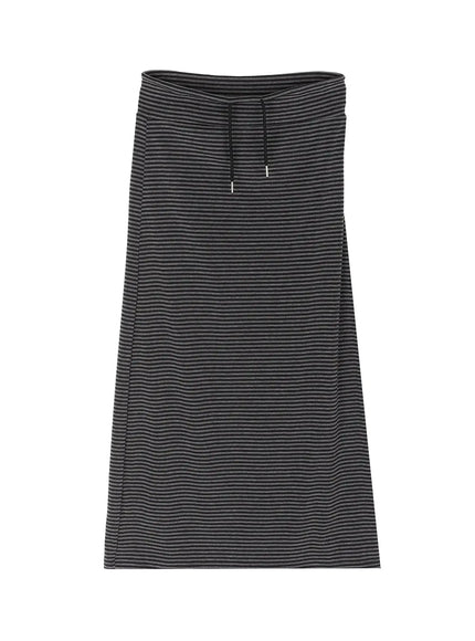 striped-drawstring-maxi-skirt-iu522 / Dark gray
