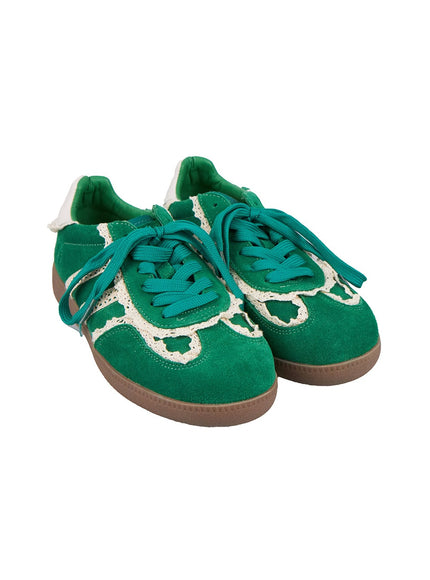 lace-trim-striped-sneakers-ij503 / Green