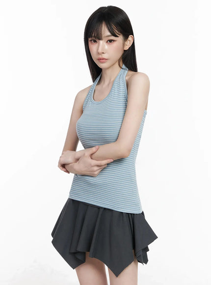 striped-halter-neck-tank-top-iy511 / Light blue