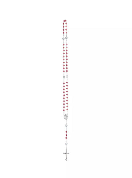 rosary-style-cross-necklace-in525 / Red