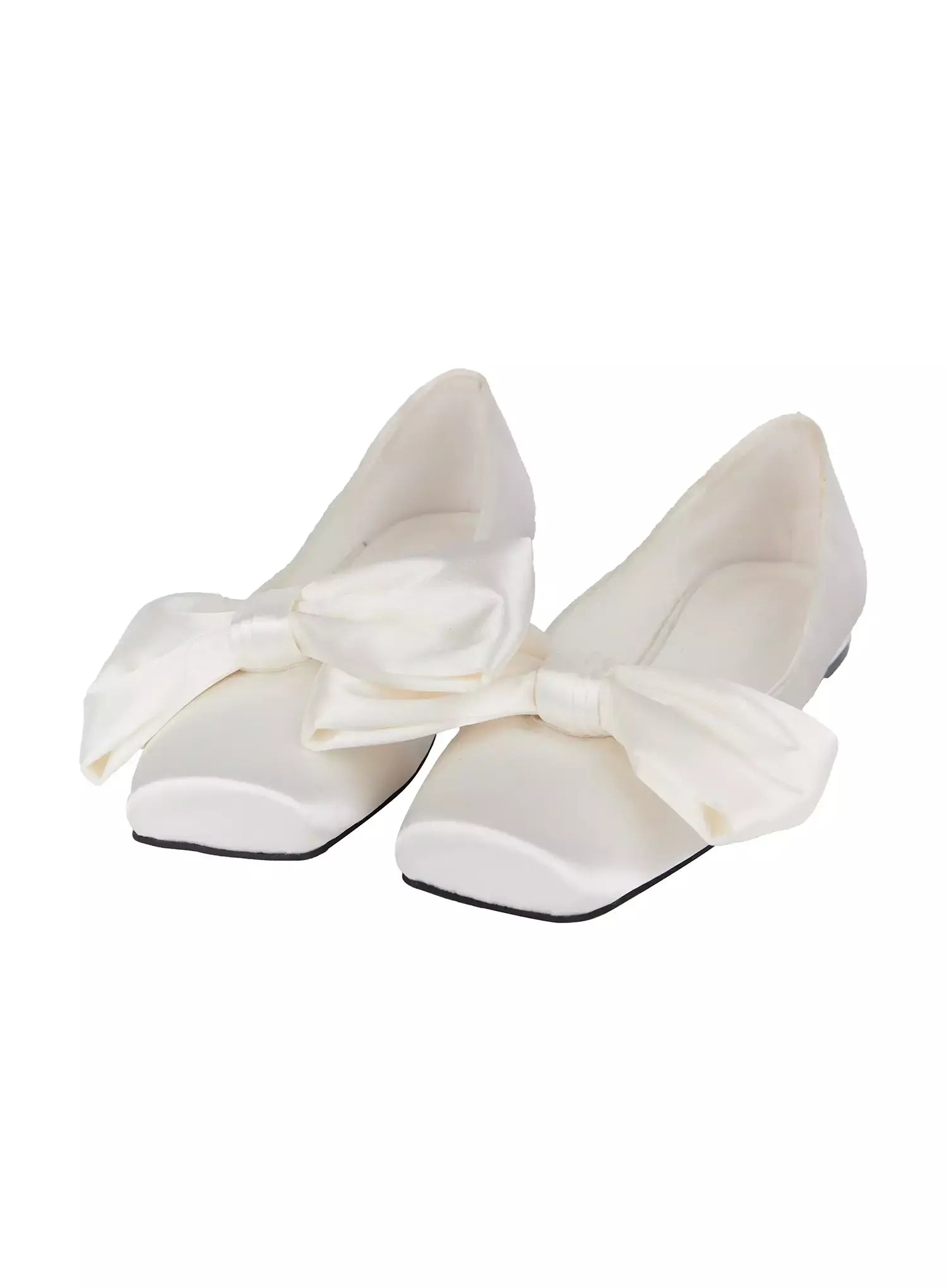 satin-bow-ballet-flats-im502 / White