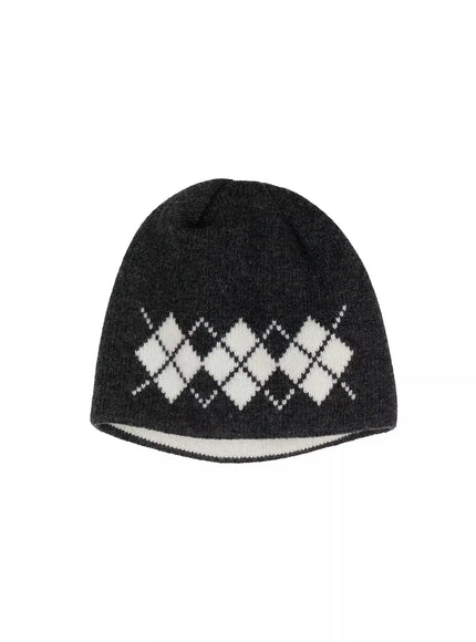 argyle-knit-beanie-id525 / Dark gray