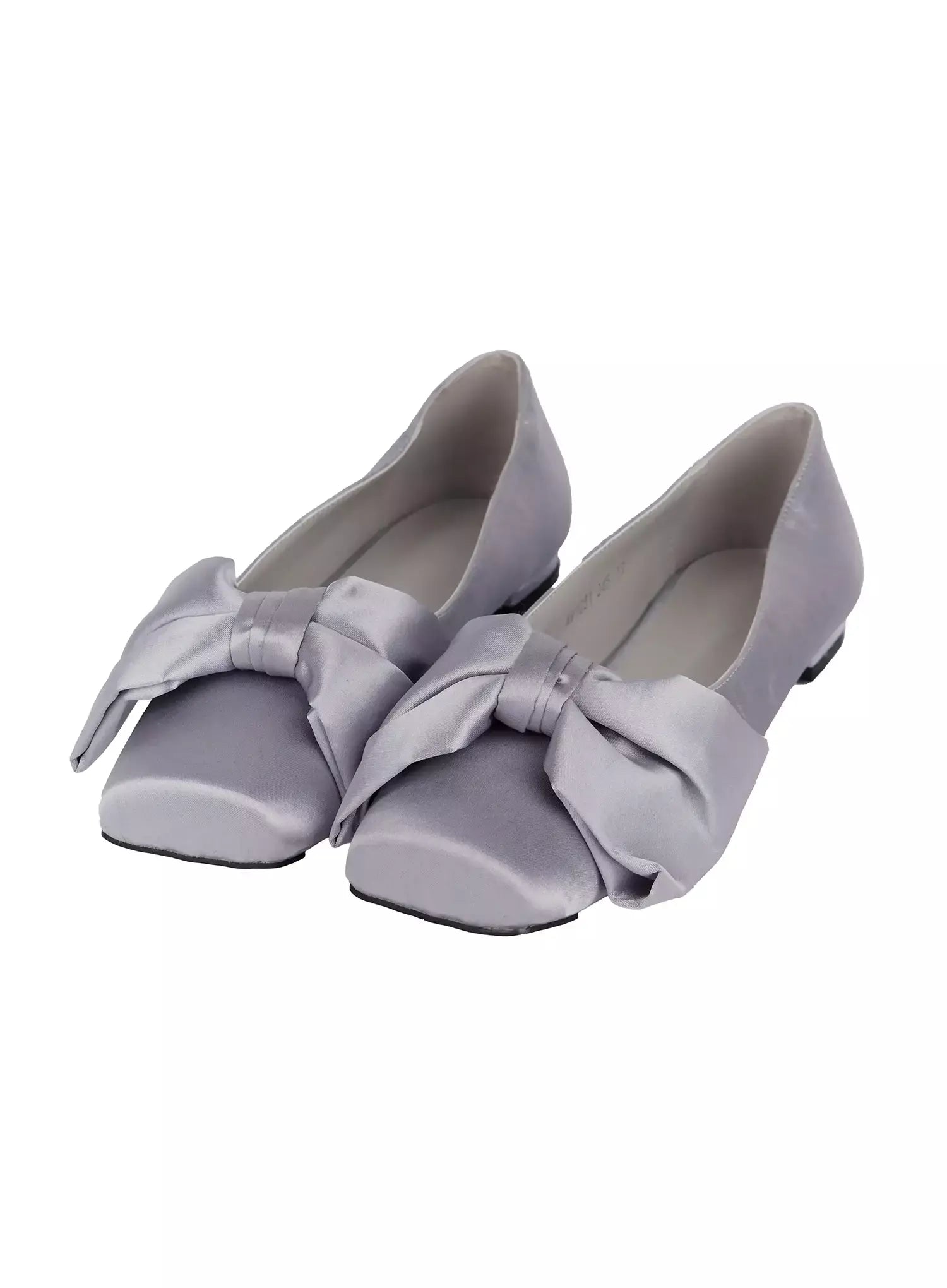 satin-bow-ballet-flats-im502 / Gray