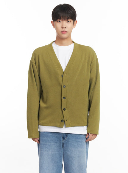 mens-v-neck-buttoned-cardigan-im527 / Light green