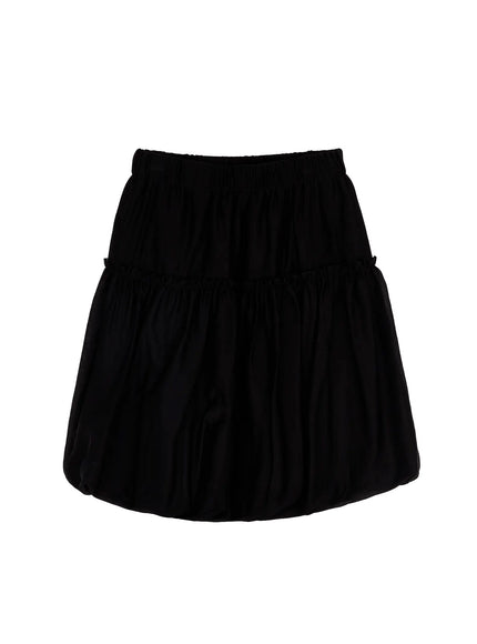 frill-balloon-midi-skirt-ia523 / Black