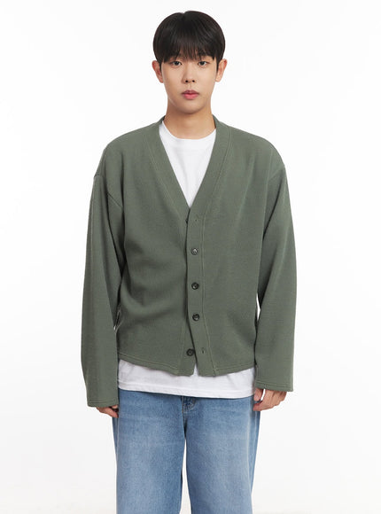 mens-v-neck-buttoned-cardigan-im527 / Dark green