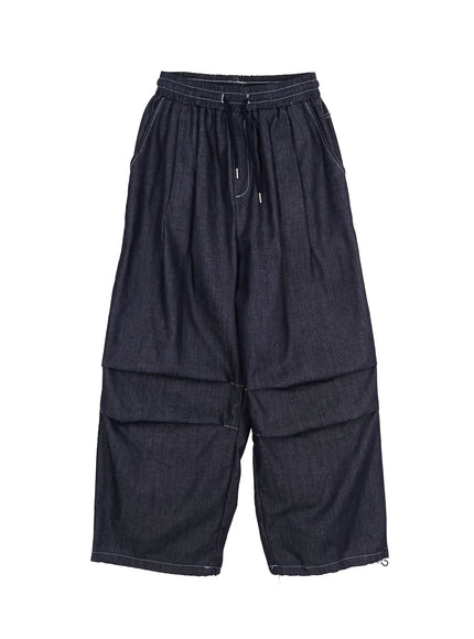 mens-plaid-pocket-drawstring-jeans-dark-blue-iu510