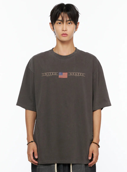 Men's Oversized Flag Graphic T-Shirt IL520