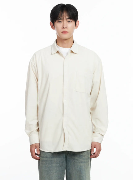 mens-simple-suede-button-up-shirt-ij521