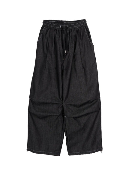 mens-plaid-pocket-drawstring-jeans-black-iu510