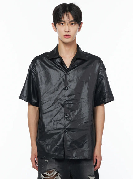 mens-glossy-open-collar-short-sleeve-button-up-shirt-iu510