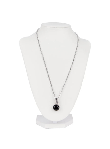 black-stone-chain-necklace-id502