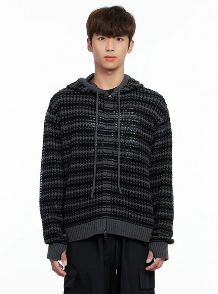 mens-striped-textured-double-zip-up-hoodie-io506